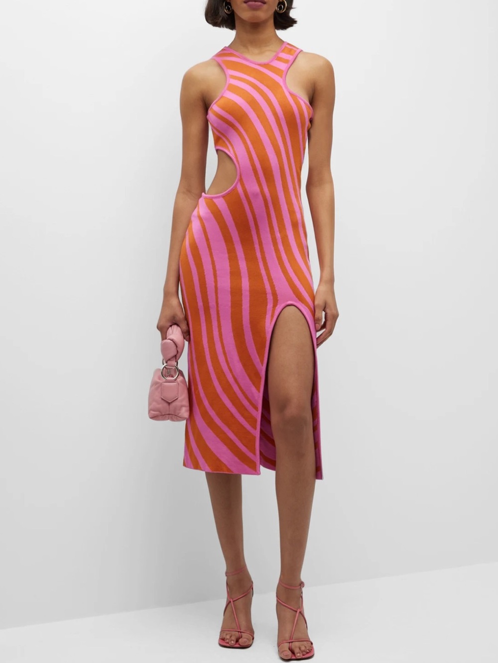 PAOLA BERNARDI
Stela Striped Sleeveless Midi Cutout Dress